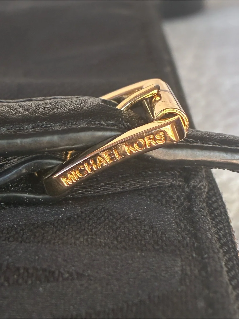 MICHAEL Michael Kors Black MK Logo Tote with Gold Charm